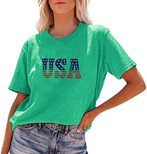 Ženske ležerne košulje ženske neovisnosti Dan tiska matice kratkih rukava usa Monogram zastave vrhovi grafički tinejdžeri