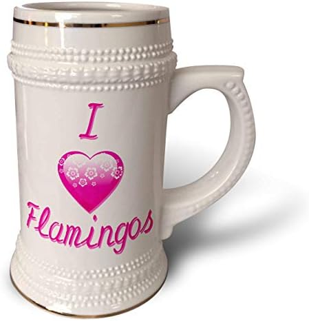 3Drose prilično ružičasti cvjetni, volim flamigos - Stein Mug, 18oz, 22oz, bijela