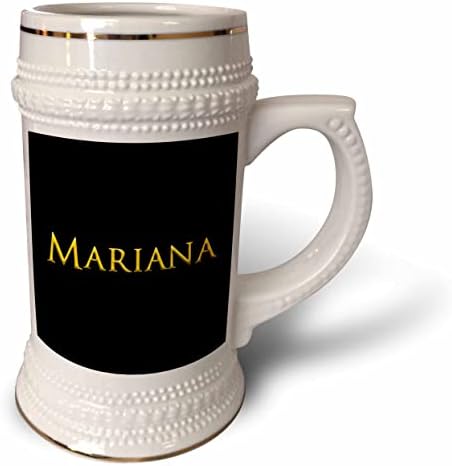 3Drose Mariana lijepa djevojka Baby American Ime. Žuta na crnoj boji. - 22oz Stein šalica