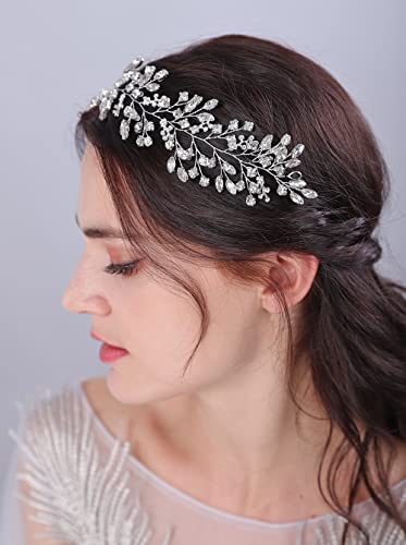 Vjenčana kristalna kosa vinova loza vjenčana srebrna traka za glavu s rhinestones vjenčani Dodaci za kosu za žene i djevojke