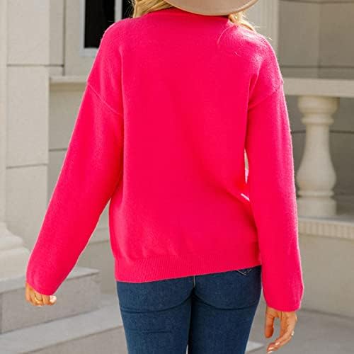 Ženski gumb dolje posada za vrat dugi rukavi mekani pleteni džemperi Klasični casual otvoreni prednji jesen slegnu slegnu