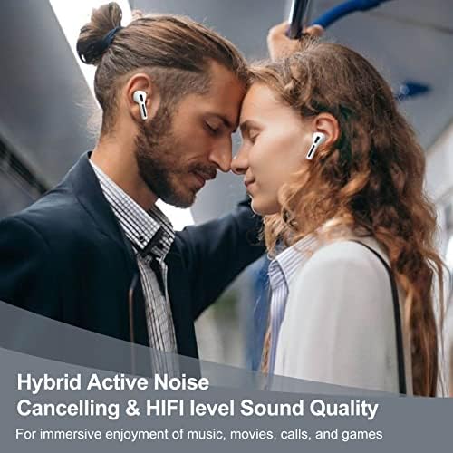 Bežični uši hibridno aktivno otkazivanje buke Bluetooth 5.3 True Bluetooth slušalice s futrolom za bežično punjenje 4 MIC