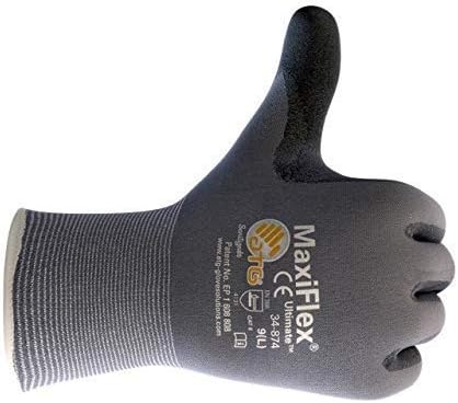 Maxiflex atg 34-874 bešavni pleteni najlon-Lycra rukavice s nitrilom presvučenim mikro-pjegama uključuju prianjanje na dlanu