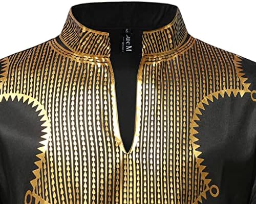 Lucmaton muški afrički dvodijelni set set zlatnog tiska dugih rukava i hlača odjeća tradicionalno odijelo