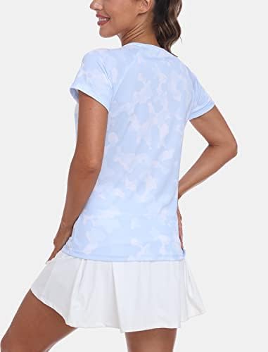CELDELIN Ženska majica s kratkim rukavima Brzi suhi sportski atletski camo majica lagane vitke vrhove treninga