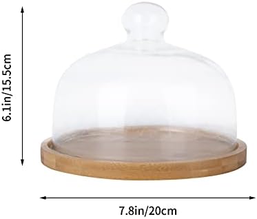 Staklena kupola po mjeri s drvenom podlogom Mini stalak za torte, nadstrešnica za prikaz, prozirni poklopac zvona za desert,