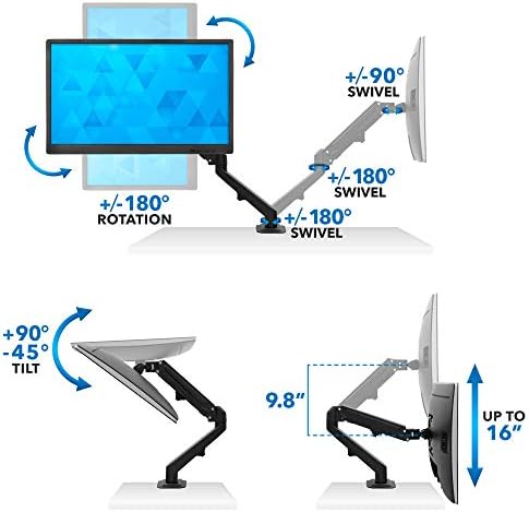 Mount-it! Jednostruka ruka monitora [21 -32 prikazi] Potpuni okretni pokret, plinska opruga, podesiva radna računala za ekranu