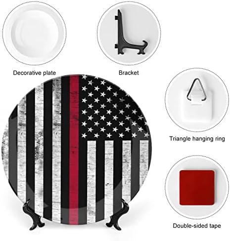 Američki vatrogasac zastava za zastavu viseća keramička ukrasna ploča s zaslonskim postoljem Prilagođena godišnjica vjenčanih