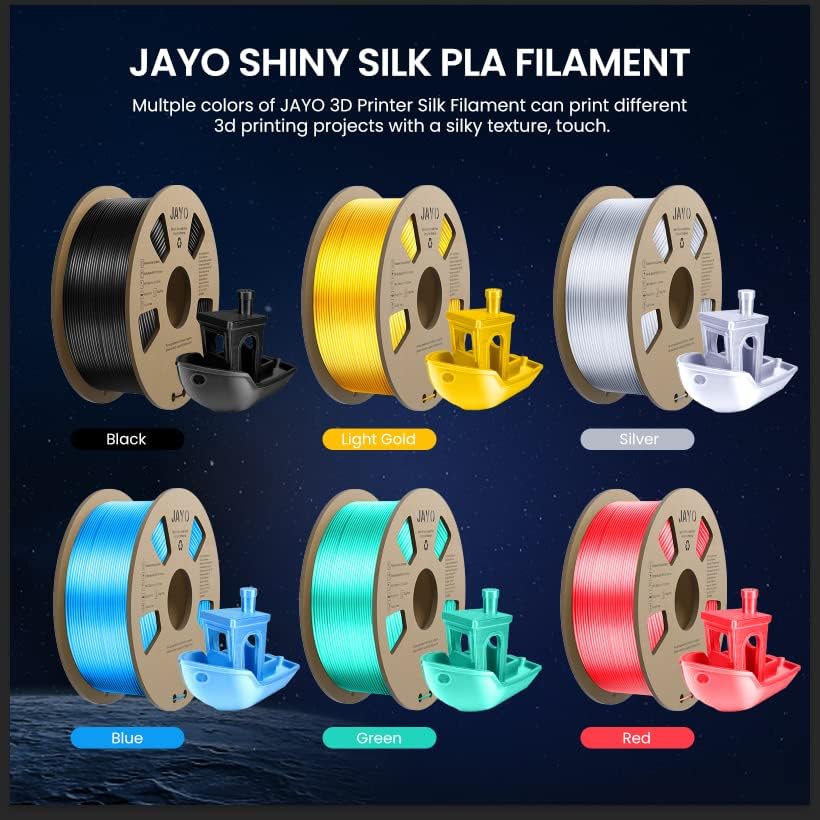 3D Pisač Silk Filament Bundle, Jayo Silk Pla Filament 1,75 mm, Dimenzionalna točnost +/- 0,02 mm, glatka svilena površina,
