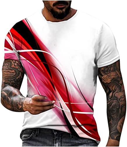 Muška majica s kratkim rukavima, ležerno okrugli vrat svjetlo 3D digitalni print pulover fitness majice Sportske majice meke