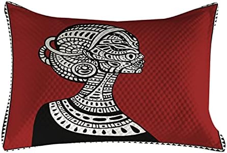 Ambasonne Afrički prešiljeni jastuk, ručno nacrtani etno kulturni tematski portretni kompleks, standardni pokrov jastuka