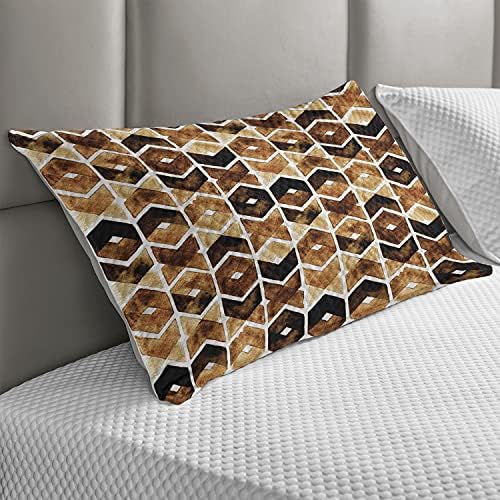 Ambasonne akvarelni prekriveni jastuk, chevron geometrijski motivi u tamnoj kavi bojama Zig -cak plemena, standardni kralj