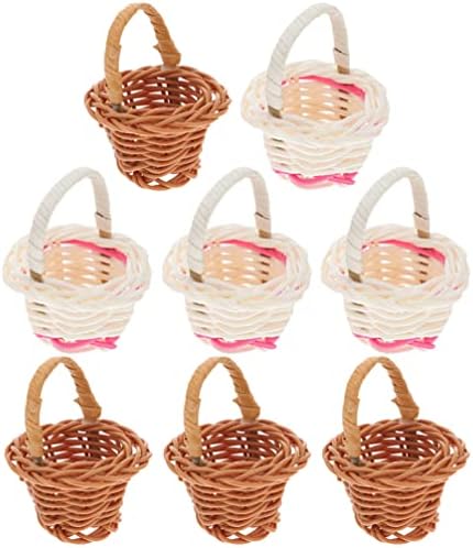 8pcs mini pletene košare s ručkama mala košara za uskršnja jaja minijaturne poklon košare za vjenčanje za slatkiše minijaturna