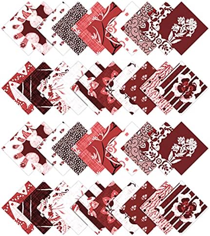 20pcs 2,5 942-inčni prugasti prošiveni pamučni Tekstil od 40pcs - crvena