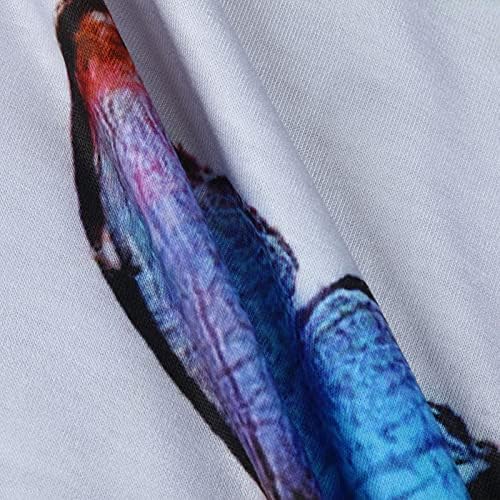 LCEPCY Žene modna majica Šareni grafički tiskani tunični vrhovi za gamaše okrugli vrat kratki rukavi bluza labave košulje