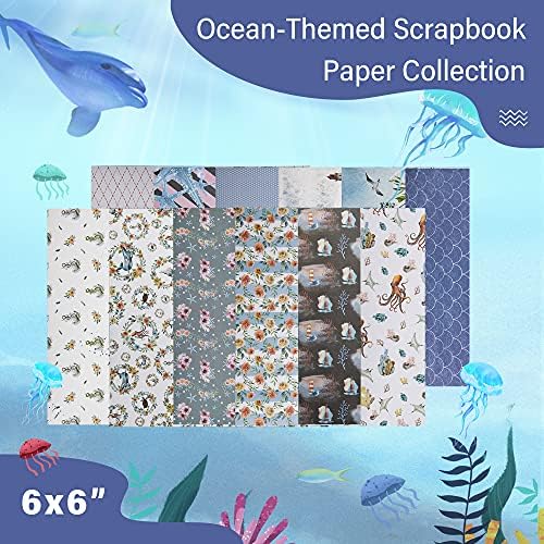 Vondyu Ocean Tema Scrapbook papir, Morski život Zvjezdane ribe Uzorak papira, jednostrani otisci dizajnerski papirnati jastučić,