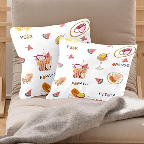 TBOUOBT PAKET od 2 baršunasti jastuci, kvadratni jastučni jastuk za kauč, plod kruška narančasto limun papaya pitaya