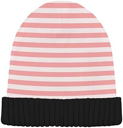 Alaza Pink Color pruga prugasta pruga za žene za žene Zimski šešir reverzibilna pletenica lubanje