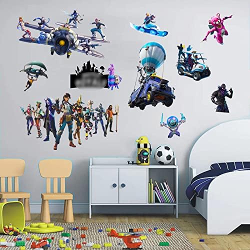 Zidne naljepnice za spavaću sobu u stilu video igre Kraljevska bitka 10 kom / list za ukrašavanje sobe za tinejdžere, gdje