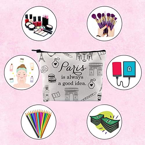 Poklon za putovanje Parizom Gradski pejzaž Pariza uvijek je dobra ideja torba za šminkanje s patentnim zatvaračem