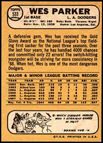 1968. Topps 533 Wes Parker Los Angeles Dodgers Ex Dodgers