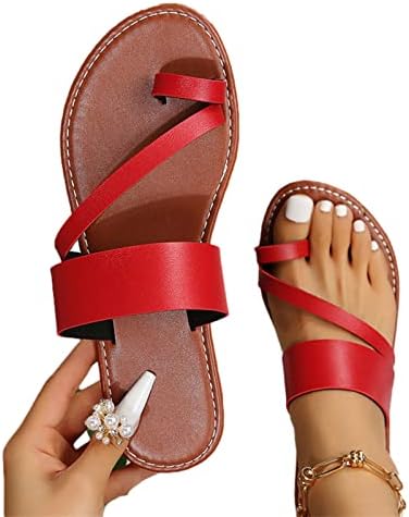 RBCULF Women Flip Flip Sandals Retro Beach Style Style Nelip Flat sandale plus Veličina modni vanjski casual papuče sandala