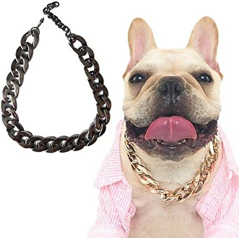 Zlatne kolare de Perros kućni ljubimci hip hop vodi lanci kit ogrlica za ogrlice za ogrlica uzicanja kubanskog lanca za pseće