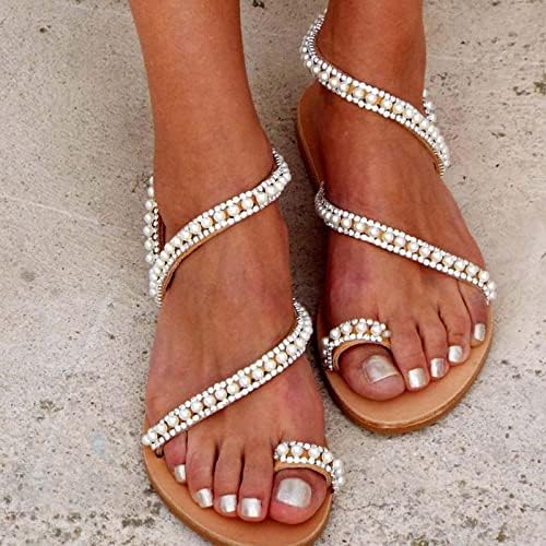 Otisnice za ženske modne rinestone rimske sandale plus dame Ladies Ljetna plaža klizač Slide Flat papuče