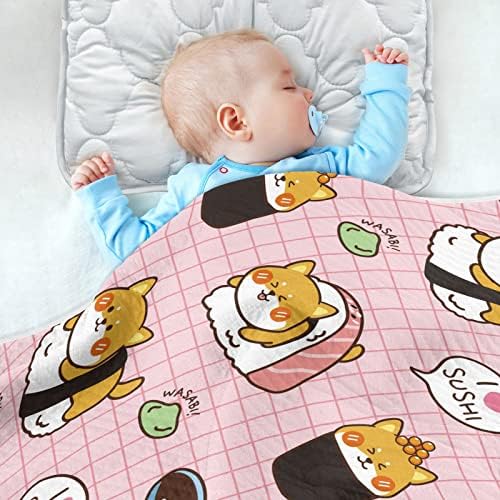Swaddle pokrivač Shiba intu sushi pamučni pokrivač za novorođenčad, primanje pokrivača, lagana mekana pokrivača za krevetić,