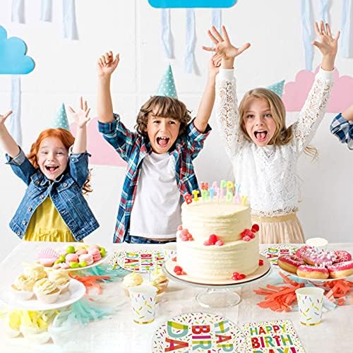 Sretan rođendanski papirnati tanjuri i salvete za zabavu Opskrba šarenim raspoloživim posuđama s tanjurima, salvete šalice