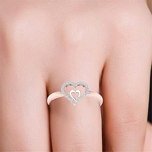 Prstenovi Podesivi ženski prsten dijamant Kreativni nakit vjenčani prstenovi ljubav od srca do srca prsten 2004