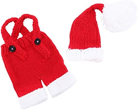 BUSTOYARD 1 SET Božićni dječji kostim božićni šešir kombinezon Odjeća Djeda pletena odjeća za kukičane odjeće Fotografije