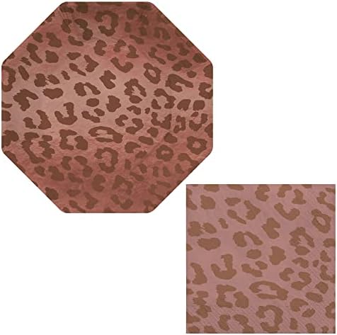 Rose Gold Leopard Party Supders - Pink leopard tiskari i salvete za 40 gostiju - tanjuri za tisak životinja i salvete za
