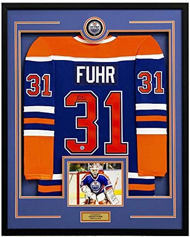Grant Fuhr potpisao Edmonton Oilers 36x44 Okvir Jerseyja - Autografirani NHL dresovi
