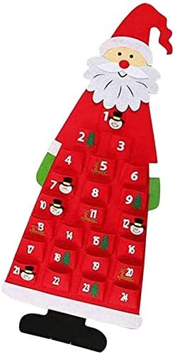 Božićni dekor Adventski kalendar Božićni ukras crtani viseći kalendar odbrojavanja s 24 džepa, crvena