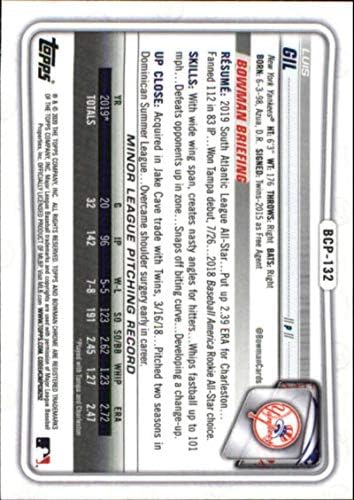 2020. Bowman Chrome Prospects BCP-132 Luis Gil RC Rookie New York Yankees MLB Trgovačka karta za bejzbol