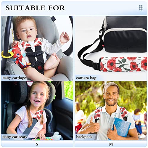 Cvjetanje crvenih maka cvjetova prekrivača za auto sjedalo za bebu djecu 2 PCS kaiševi za auto sjedalo jastučići za jastučiće