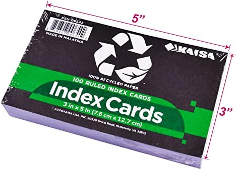 KARKE KAISA INDEX KARTICE - SET od 600 brojanja, vladajućih i neobrađenih, 3x5 inča, debeli i izdržljivi karton, idealan