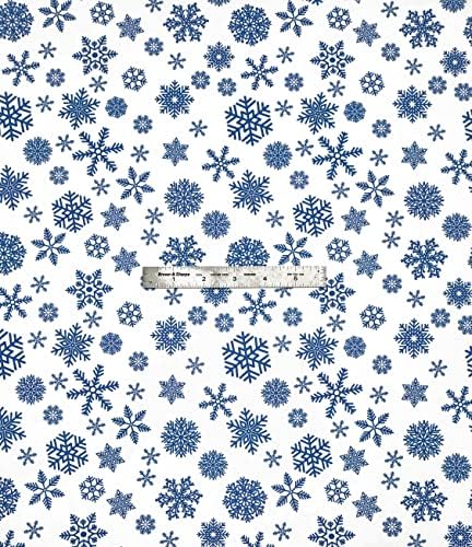 Poklon papir za omatanje s plavim pahuljicama na bijeloj pozadini-24 910'
