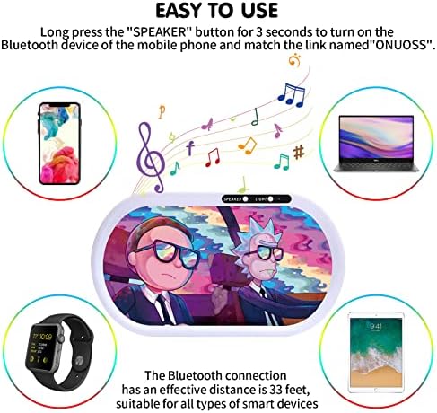 Bluetooth zvučnika LED kotrljanja - lagano ladice za sjaj sa 7 boja zabava na modu, glatki zaobljeni rubovi, USB brzo punjenje,