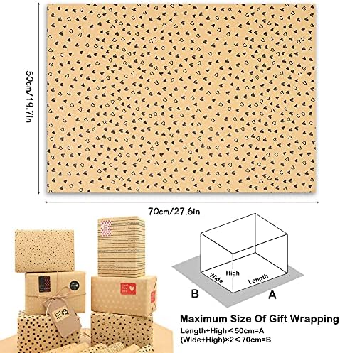 Rođendanski papir za omatanje, 28 * 20 inča Kraft smeđi papir za omatanje poklona za žene, muškarce, djevojčice i dječake,