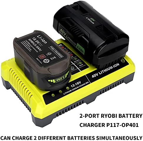 Za Ryobijev punjač 18V 40V, Yex-Bur dvostruki portovi punjač za bateriju za Ryobi 40V Li-ion baterija OP4040 OP4026 OP4030