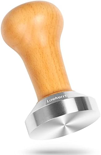 Laekerrrt 51 mm espresso kava tamper, vrhunska baza baza baza od nehrđajućeg čelika kava tamper s ergonomskom drvenom ručkom,