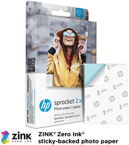 HP SPROCKET prijenosni 2x3 Instant Photo pisač i Opce 2,3 x 3,4 Premium Zink ljepljivi stražnji foto papir i izdržaj 2x3