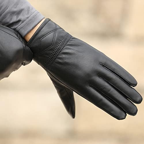 Kožne rukavice od kože / Muške korejske zimske vjetrootporne tople kožne rukavice za jahanje Plus baršunaste zadebljane kožne