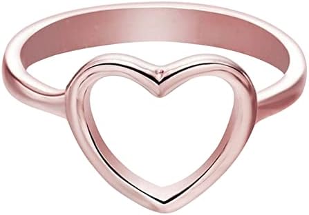 Jednostavno galvaniziranje ljubavnog srca dijamantni prsten Ženski nakit zaručnički prsten veliki prstenovi