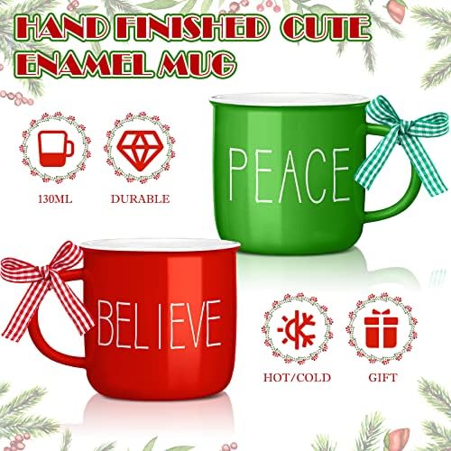 6 PCS božićna mini šalica za kavu, razdvojena ladica dekor keramička božićna kava šalica seoska kuća za kavu dekor za kavu