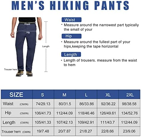 Muške planinarske hlače, vodootporne lagane planinarske hlače za muškarce, protežu se s 4 džepa s patentnim zatvaračem i