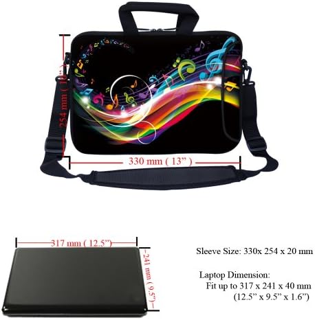MEFFORT INC 13,3 inčni neoprenski prijenosni torba s dodatnim bočnim džepom kompatibilno s 12,5 do 13.3 MacBook Chromebook