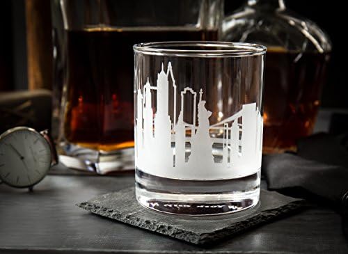 Čaše za viski od 10 unci za Njujorške ljubitelje - ugravirano njujorški Horizont-staromodno staklo od 10 unci